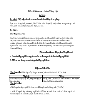 Ngữ văn 9 - Tiết 44 Kiểm tra 15 phút Tiếng Việt